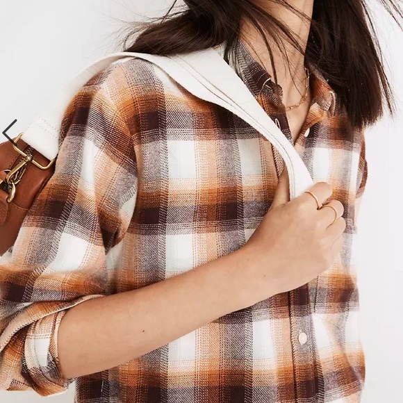 Madewell Flannel Side Button Ex Boyfriend Shirt - Picture 5 of 14